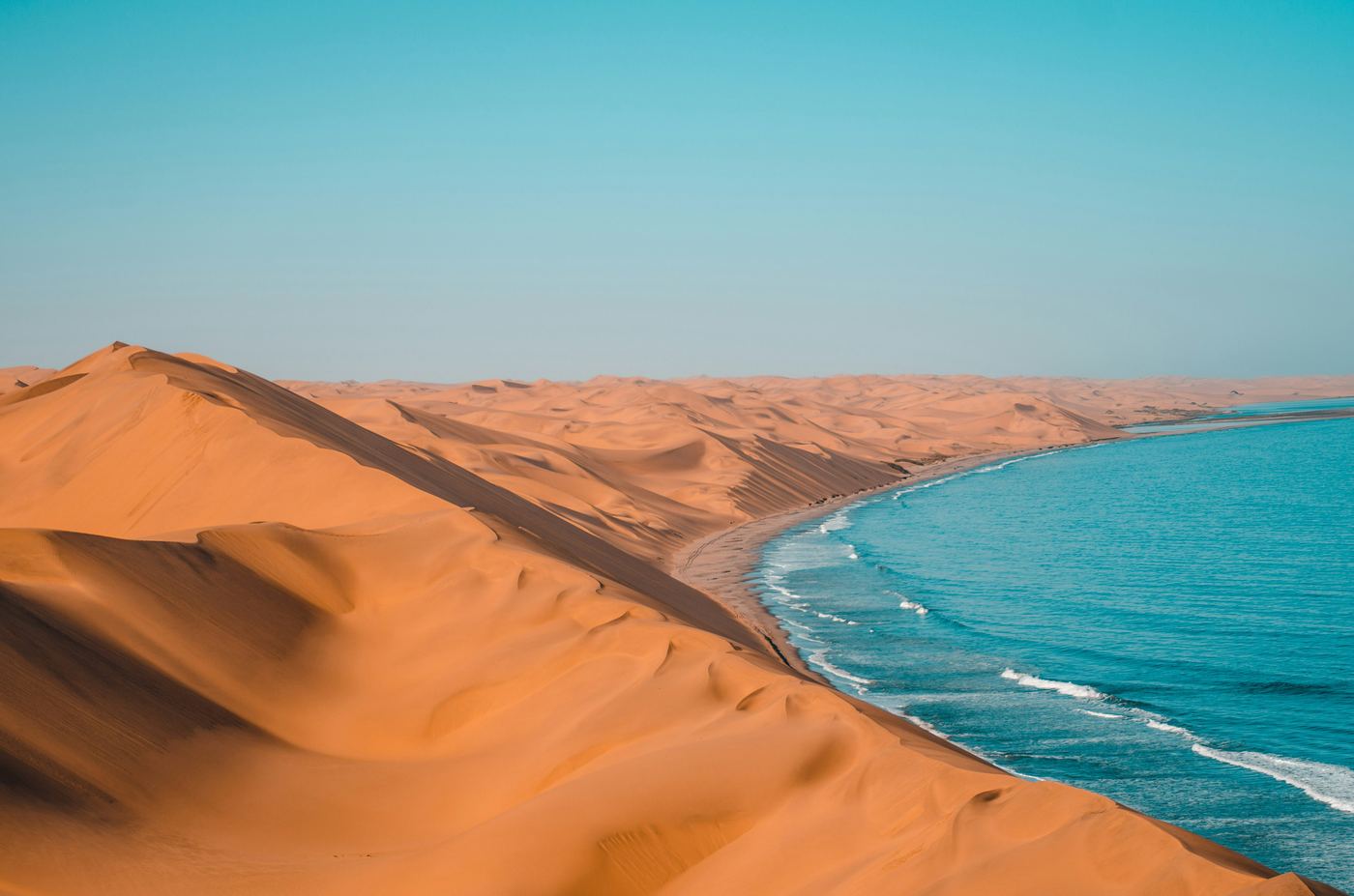 Sandwich Harbour dunes and ocean Namibia